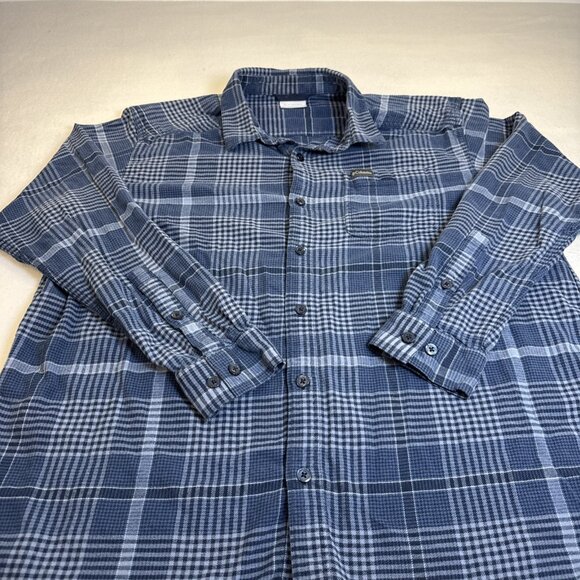 Columbia Button Down Shirt Men's Extra Large Blue Plaid Flannel Outdoor/Casual - Picture 2 of 9